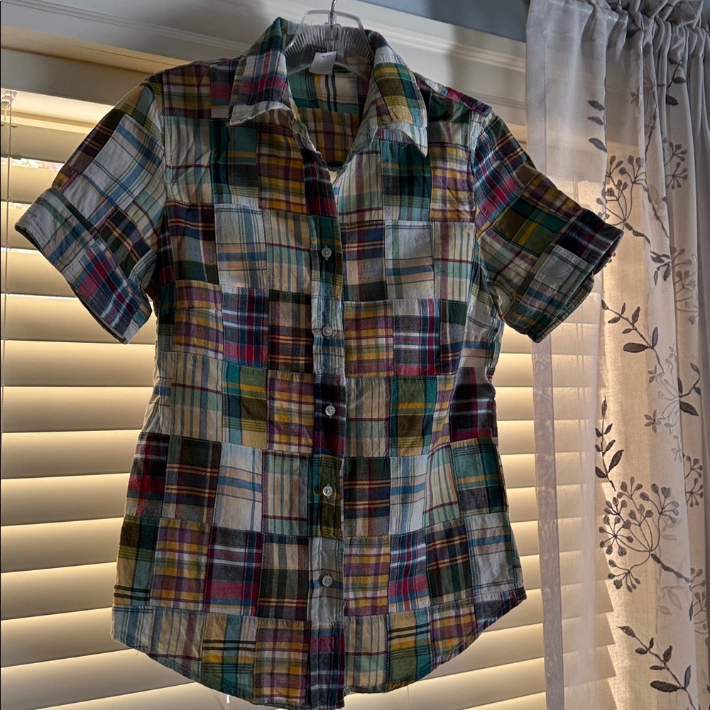 JCrew Plaid Short Sleeve Button-Up Shirt - size XS